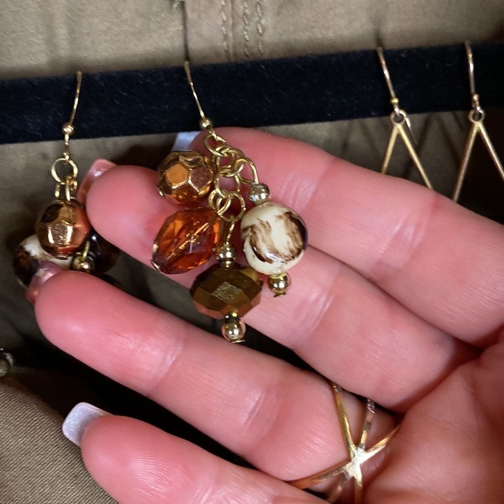 Copper, Cream, & Gold Drop Earrings